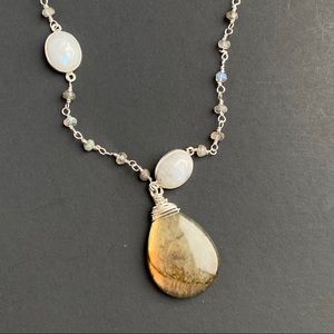 Labradorite Moonstone Sterling Silver Necklace